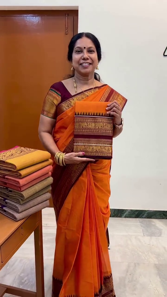 Rustic Orange Silk Saree
