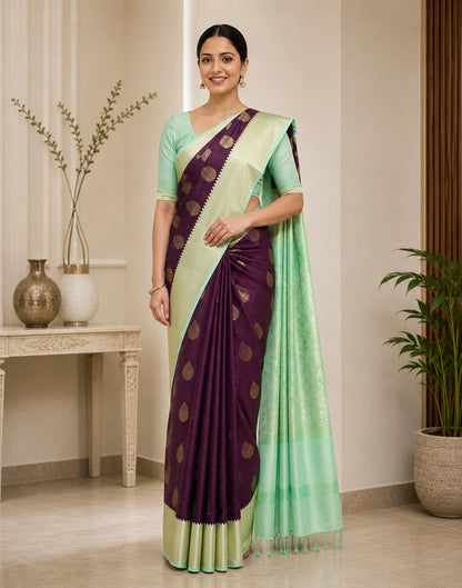 Wine-Pista Kanjivaram Silk Saree