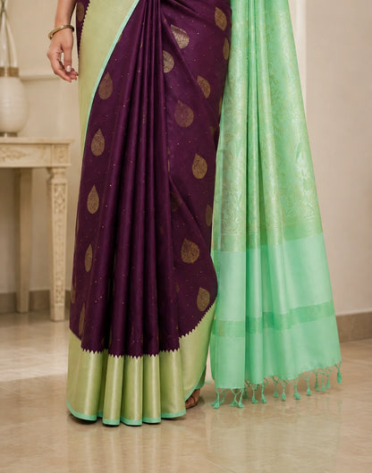 Wine-Pista Kanjivaram Silk Saree